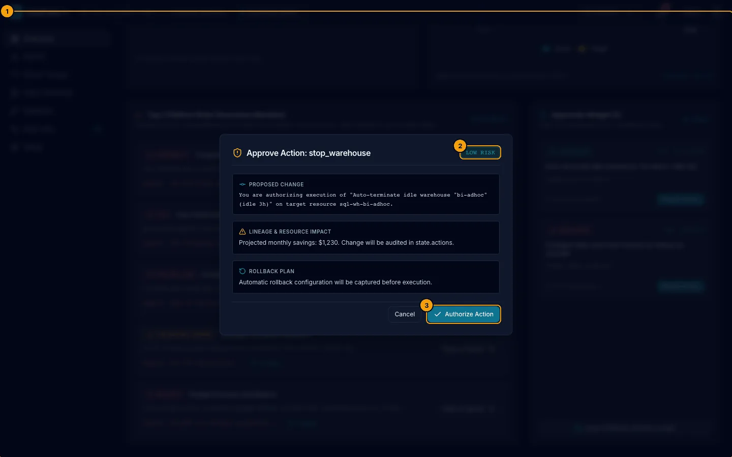 Approve dialog
